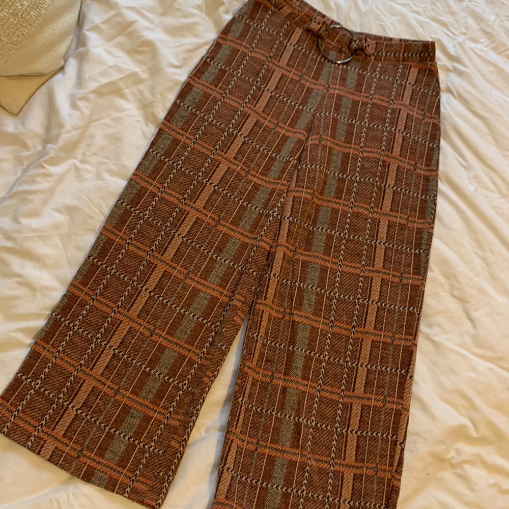 Zara Cropped Plaid Pants